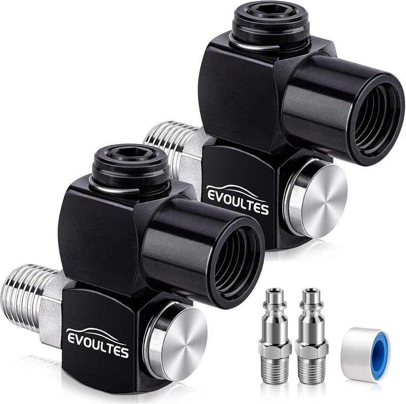 EVOULTES 2-Packs 1/4" NPT 360° Swivel Air Hose Fittings, No Leakage Air Compressor Hose Fittings with 1/4 Inch MNPT Quick Connect, Air Tool Fittings for Air Compressor Attachments - Image 1